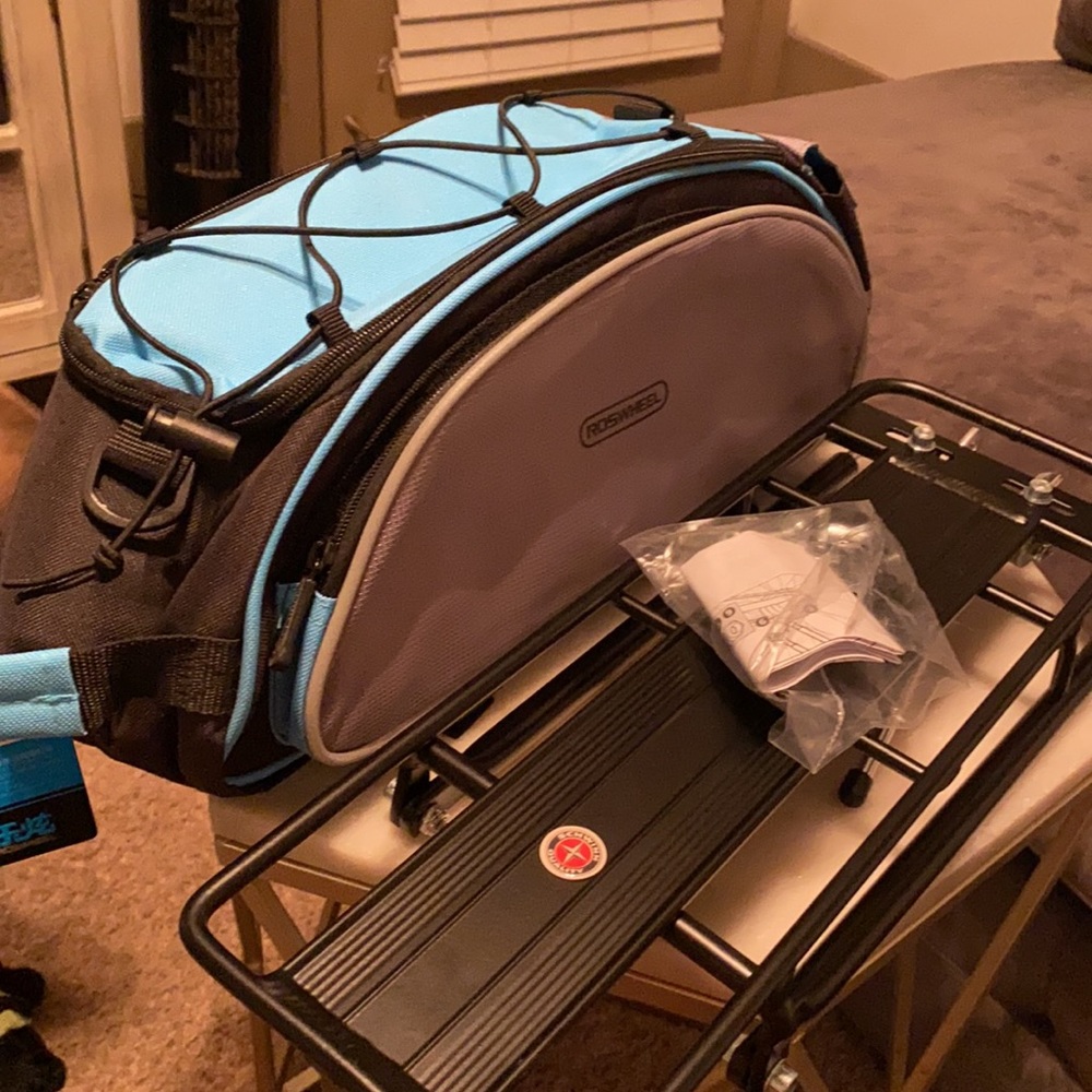 Bike rack and bike bag for rack. Brand new